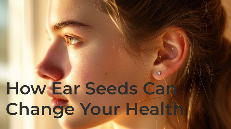Young Woman with Acupuncture Seeds in Ear