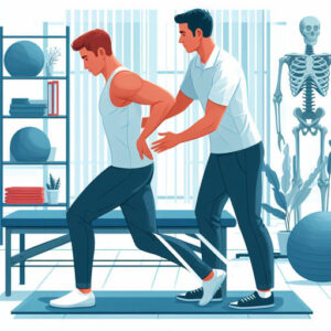A physical therapist guiding a patient through exercises specifically designed for back muscle relief