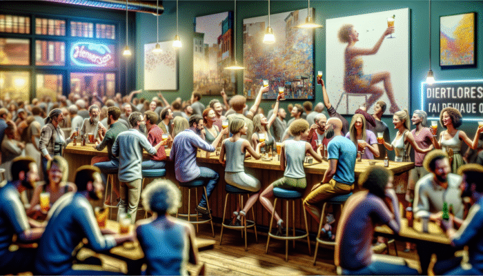 Experience the vibrant downtown bar scene in Henderson with local art, lively patrons, and community events.