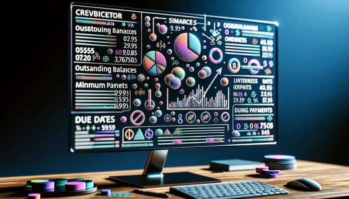 How to Use Spreadsheets for Debt Consolidation: UK Guide | DCL A spreadsheet on a computer screen with columns for creditor details and graphs showing debt consolidation progress.