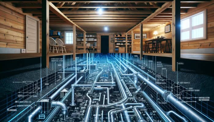 Diagram showcasing a crawl space with expertly installed drainage systems in a Port Coquitlam home.