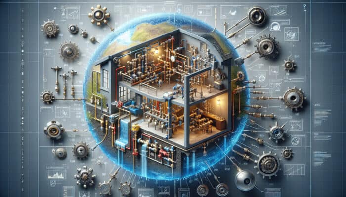 Detailed overview of home plumbing system showcasing various water valves managing flow and preventing leaks.