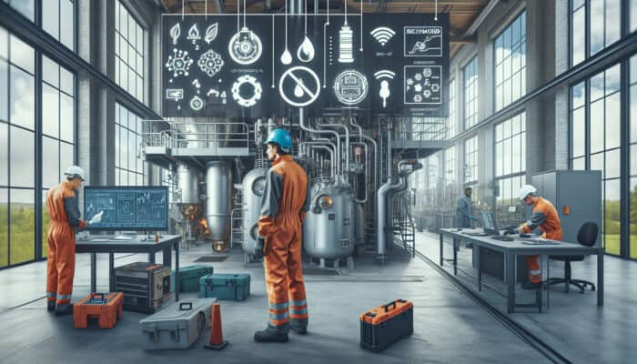 Modern furnace system being serviced by skilled technicians in a Richmond workshop.