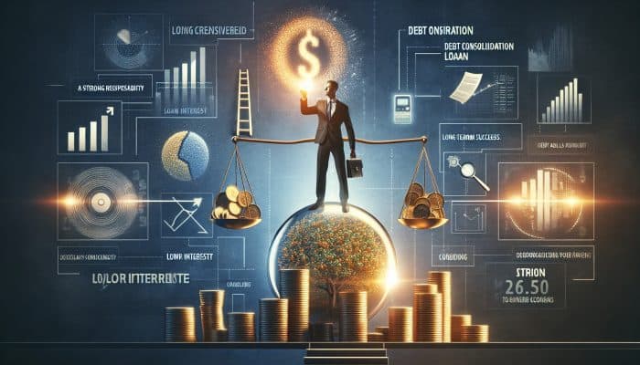 Debt Consolidation Success Stories to Inspire You in the UK | DCL A person reviewing loan documents, selecting a debt consolidation loan with a lower interest rate, symbolizing financial responsibility.