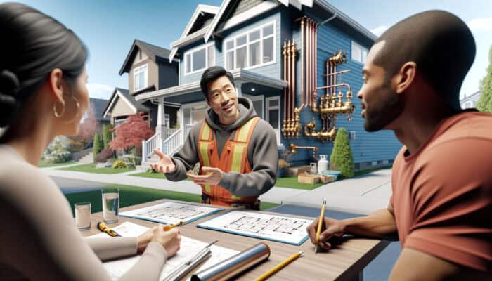 A professional gas line installer assessing a home’s layout in Kitsilano, customizing a safe, code-compliant natural gas system.